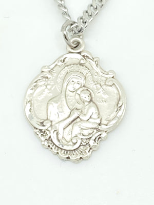 Our Lady of Perpetual Help Round Baroque Sterling Silver Medal 7/8