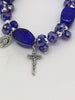 Large Blue Bead Catholic Charm Stretch Bracelet - Unique Catholic Gifts