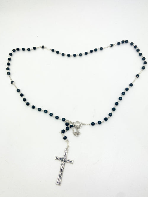 Black Pearl  First Communion Chalice Rosary 5mm - Unique Catholic Gifts