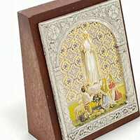 Our Lady of Fatima Italian Standing Plaque. (2 x 2 1/2") - Unique Catholic Gifts