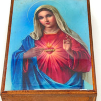 Immaculate Heart of Mary Wood Rosary Box with Wood Rosary - Unique Catholic Gifts