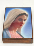 Our Lady of Peace Medjugorje Wood Rosary Box with Wood Rosary - Unique Catholic Gifts