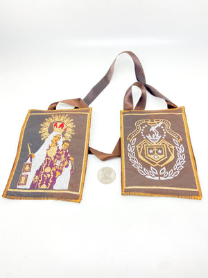 Extra Large Our Lady of Mount Carmel Brown Scapular 5 1/2 x 4