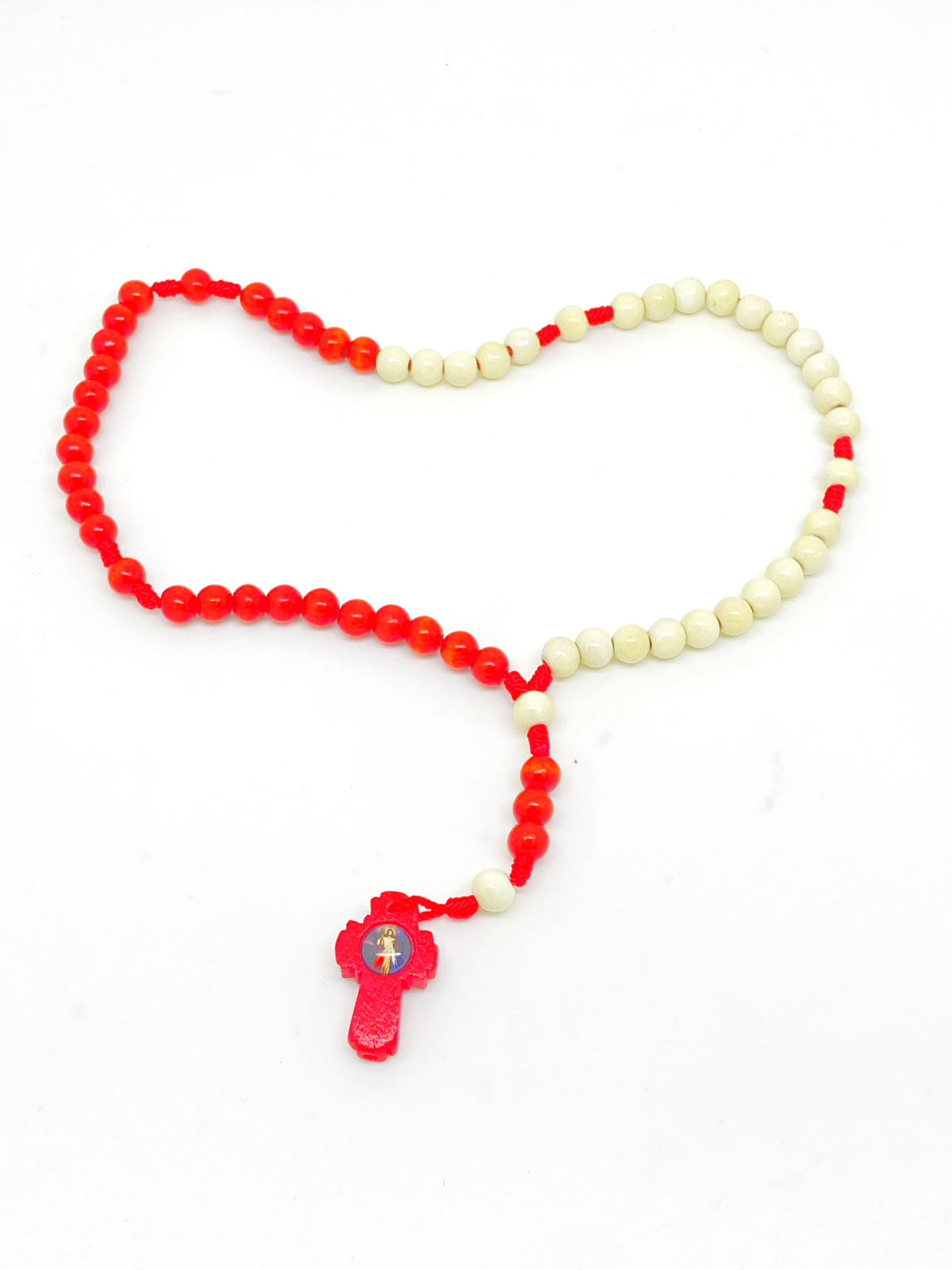 Mini Red Colored Wood Divine Mercy Rosary - Unique Catholic Gifts