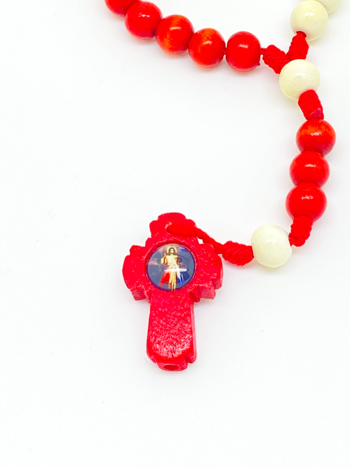 Mini Red Colored Wood Divine Mercy Rosary - Unique Catholic Gifts