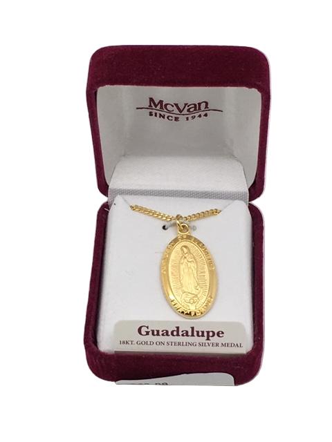 Gold over Silver Sterling Our Lady of Guadalupe (1") with 18 Chain - Unique Catholic Gifts