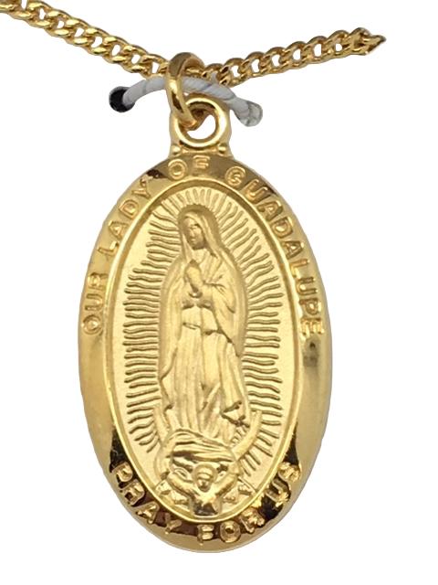 Gold over Silver Sterling Our Lady of Guadalupe (1") with 18 Chain - Unique Catholic Gifts