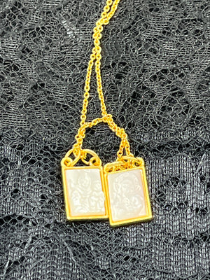 Shell and Gold Scapular on Sterling Silver Necklace (Gold) - Unique Catholic Gifts