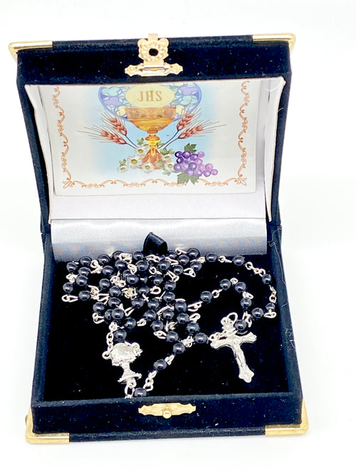 Black First Communion Rosary - Unique Catholic Gifts