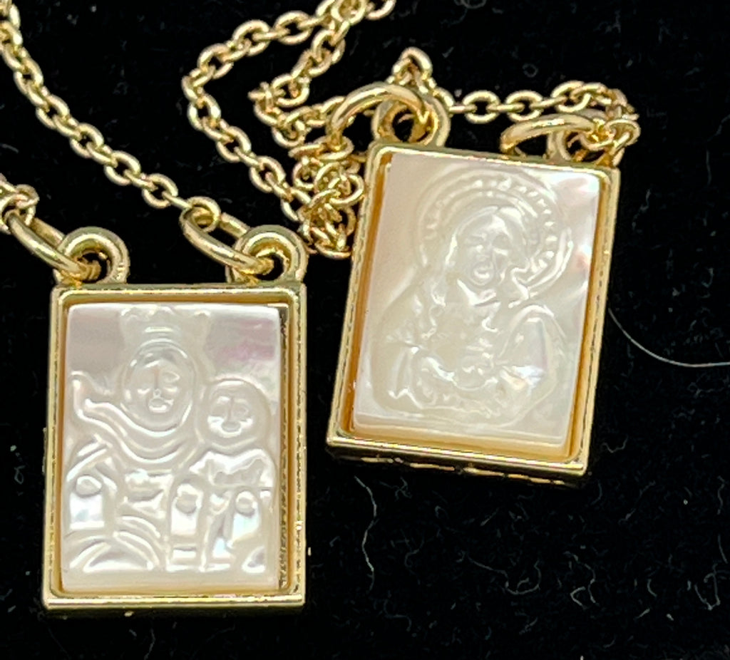 Gold and Mother of Pearl Scapular - Unique Catholic Gifts