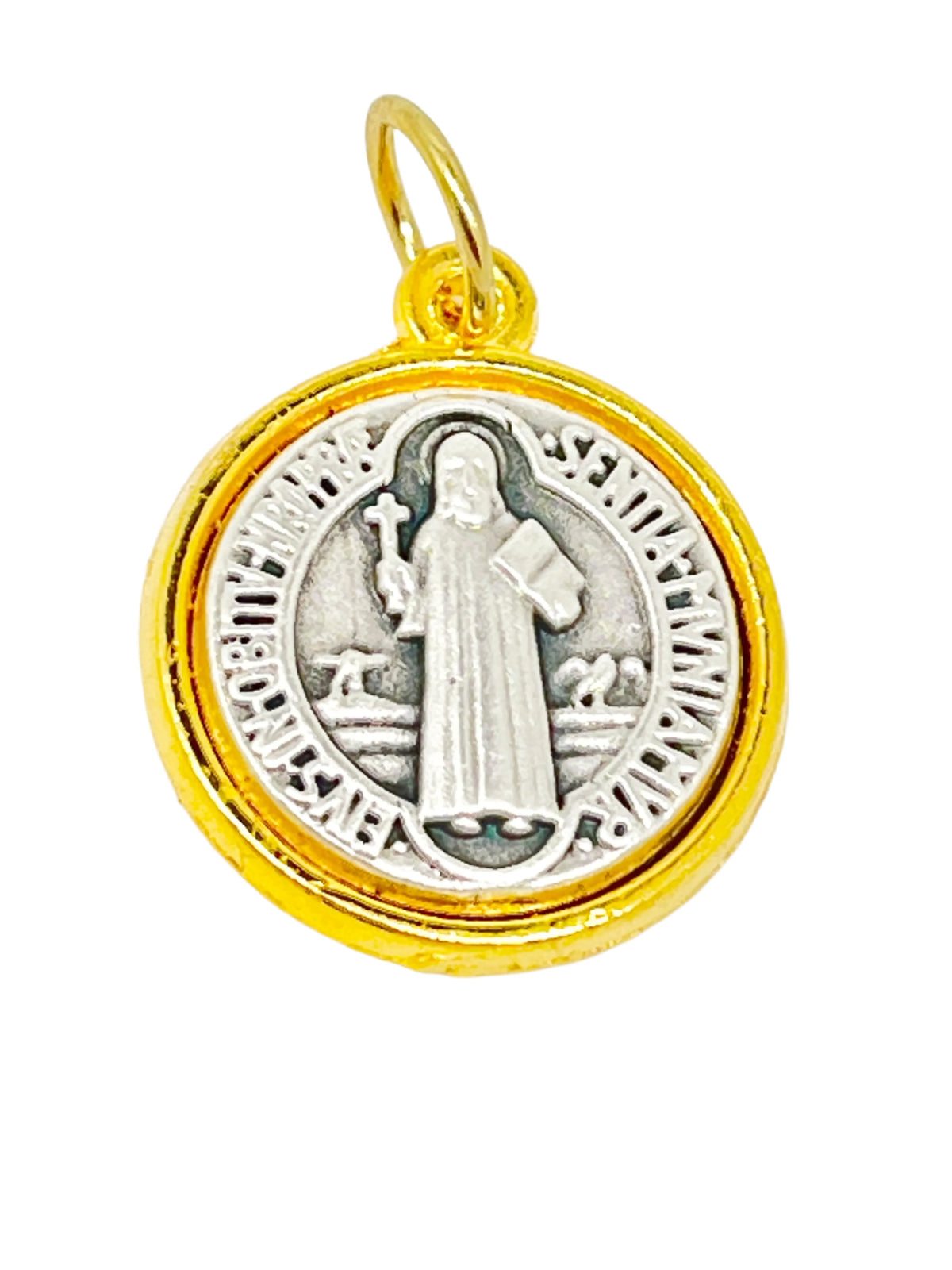 Italian Gold and Silver Benedict Medal  (small) 1/2" - Unique Catholic Gifts