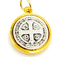 Italian Gold and Silver Benedict Medal  (small) 1/2" - Unique Catholic Gifts