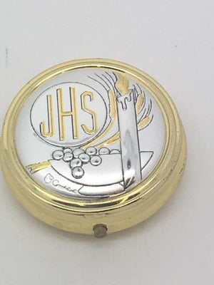 Gold and Silver JHS Pyx with Silver Candle (2 x 1/2