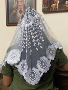 White Elaina Lace Mantilla Chapel Spanish Veil 51" - Unique Catholic Gifts