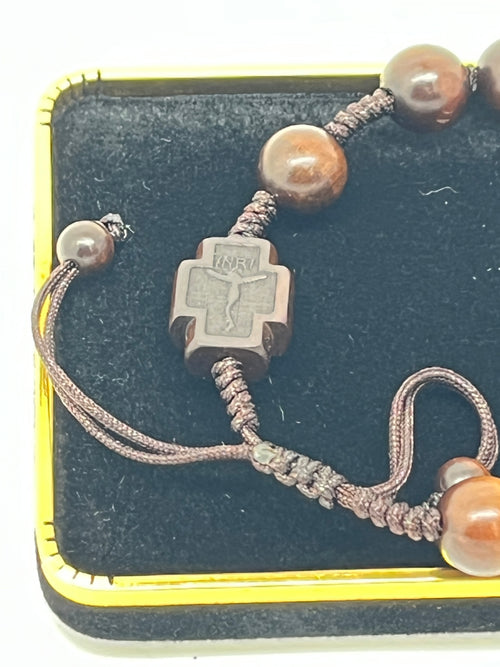 Adjustable Jujube Wood Rosary Bracelet (10mm) - Unique Catholic Gifts