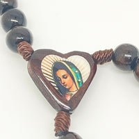 Our Lady of Guadalupe Brown Wood Bead Rosary - Unique Catholic Gifts