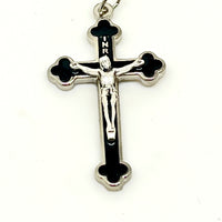 Black Pearl Epoxy Crucifix Medal 1.5" - Unique Catholic Gifts
