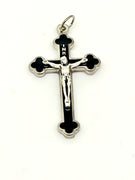Black Pearl Epoxy Crucifix Medal 1.5" - Unique Catholic Gifts
