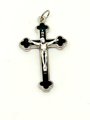 Black Pearl Epoxy Crucifix Medal 1.5