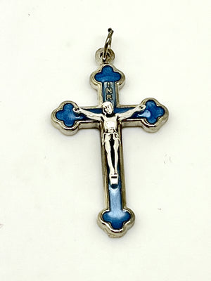 Blue Pearl Epoxy Crucifix Medal 1.5