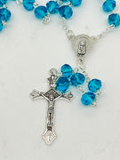 Aqua Glass Bead Rosary  6mm - Unique Catholic Gifts
