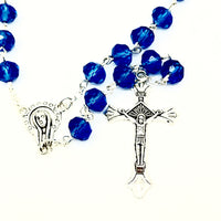 Sapphire Glass Bead Rosary  6mm - Unique Catholic Gifts