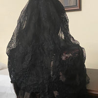 Black  Lace Infinity Chapel Spanish Veil 31" x 36" - Unique Catholic Gifts