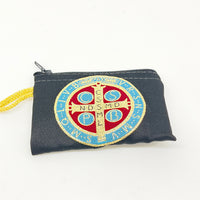 Saint Benedict Woven Tapestry Rosary Pouch 4" - Unique Catholic Gifts