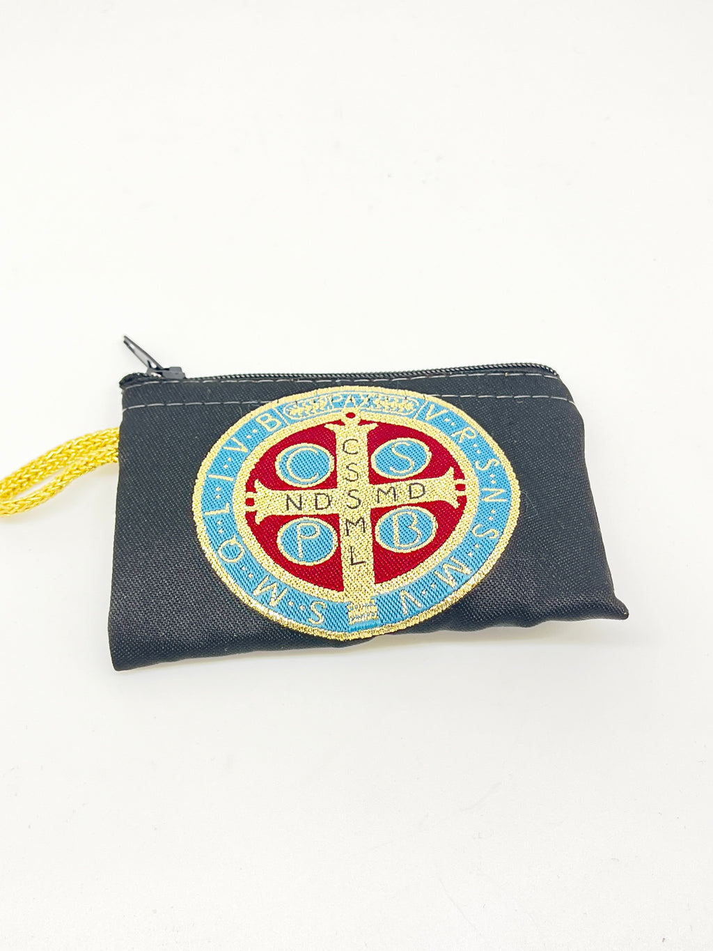 Saint Benedict Woven Tapestry Rosary Pouch Large 5 1/2" - Unique Catholic Gifts