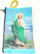 Saint Jude Woven Tapestry Rosary Pouch 4" - Unique Catholic Gifts