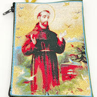 Saint Francis Woven Tapestry Rosary Pouch 5 1/2" - Unique Catholic Gifts