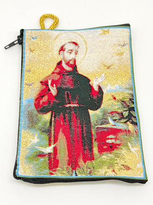 Saint Francis Woven Tapestry Rosary Pouch 5 1/2