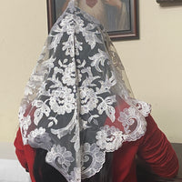 Ivory Olivia Lace Mantilla Chapel Spanish Veil 51" - Unique Catholic Gifts