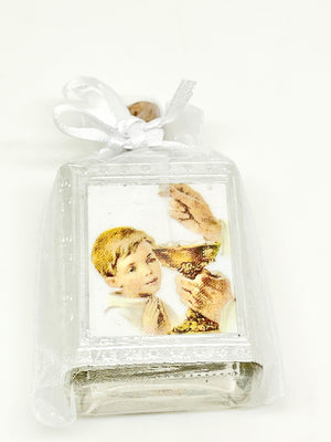 Boy Communion Holy Water Bottle with Organza Bag - Unique Catholic Gifts