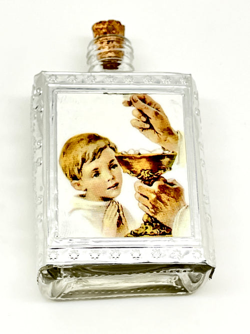 Boy Communion Holy Water Bottle with Organza Bag - Unique Catholic Gifts