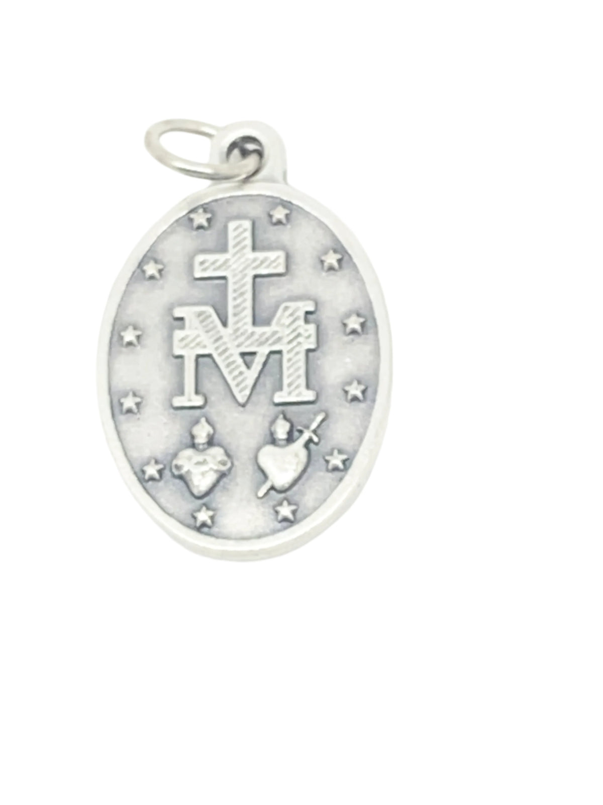Miraculous Medal Double Silver Tone With Blue Enamel 1" - Unique Catholic Gifts