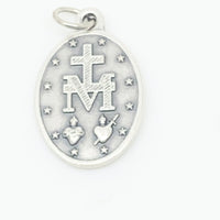 Miraculous Medal Double Silver Tone With Blue Enamel 1" - Unique Catholic Gifts