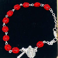 Lady Bug Rosary Bracelet (7MM) - Unique Catholic Gifts