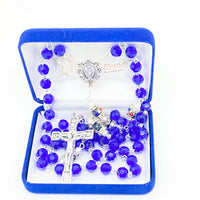 Blue Genuine Crystal and Cloisonné Rondelle Rosary - Unique Catholic Gifts