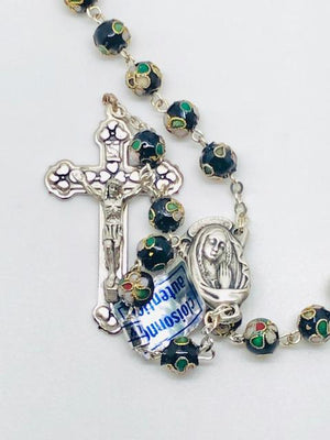 Black Cloisonne Rosary (7MM) - Unique Catholic Gifts