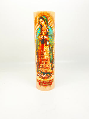 Our Lady of Guadalupe with Juan Diego Flameless LED Prayer and Devotional Candle - Unique Catholic Gifts