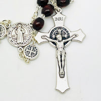 Brown Saint Benedict Rosary with St Benedict Medals - Unique Catholic Gifts
