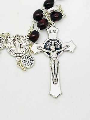 Black Saint Benedict Rosary with Silver St Benedict Medals – Unique  Catholic Gifts