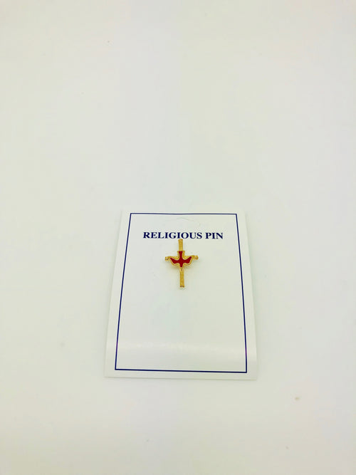 Red Holy Spirit on the Cross Pin (gold Plated) - Unique Catholic Gifts