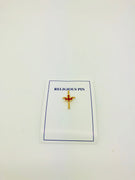 Red Holy Spirit on the Cross Pin (gold Plated) - Unique Catholic Gifts