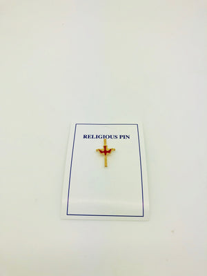 Red Holy Spirit on the Cross Pin (gold Plated) - Unique Catholic Gifts