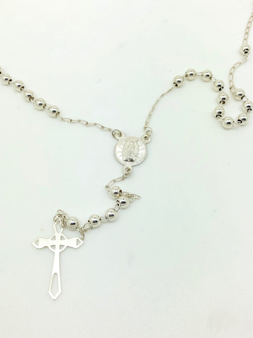 Handcrafted  Sterling Silver Rosary (3mm) - Unique Catholic Gifts
