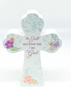 "Be Still and Know I am God" Inspirational Standing Cross 4 3/4" - Unique Catholic Gifts