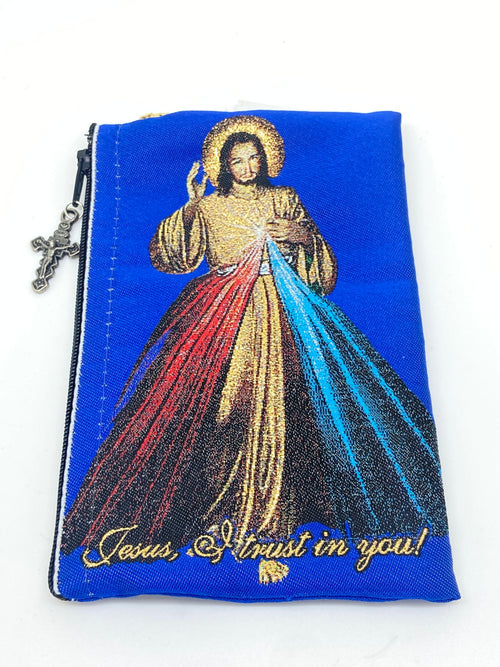Divine Mercy Woven Tapestry Rosary Pouch - Unique Catholic Gifts