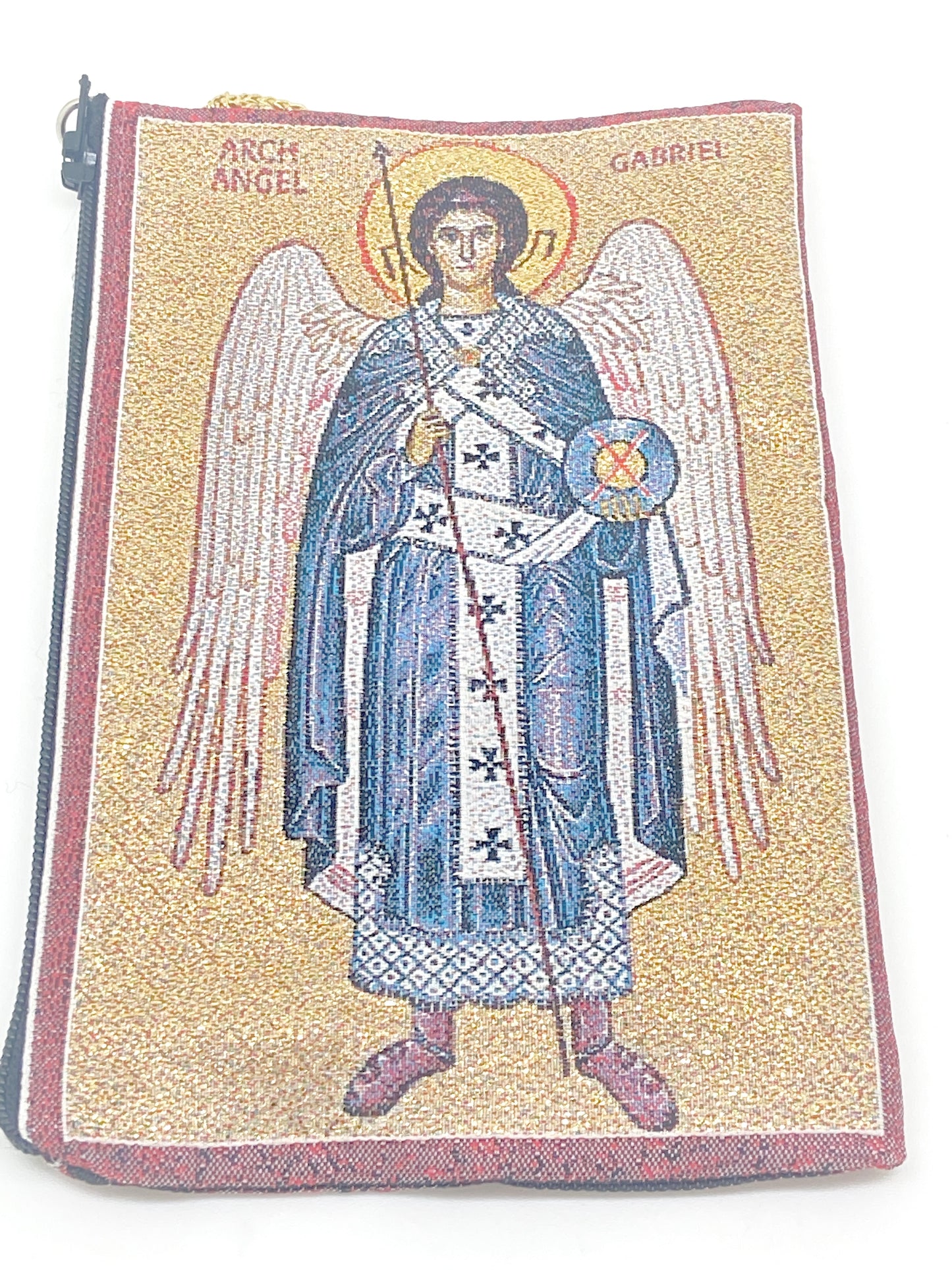 Saint Gabriel Woven Tapestry Rosary Pouch - Unique Catholic Gifts